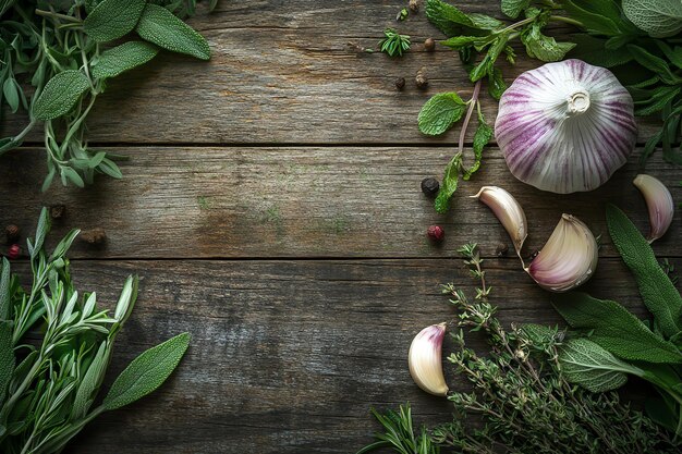 Fresh ingredients on a wooden table